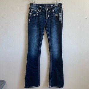 Miss Me | Signature Boot White Stitch Jeans